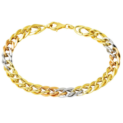 14K Yellow Gold Tri-Color Hollow Bracelet
