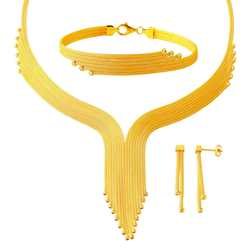 14K Yellow Gold Braided Chain Wedding Set