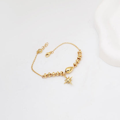 14K Yellow Gold North Star Charm Bracelet