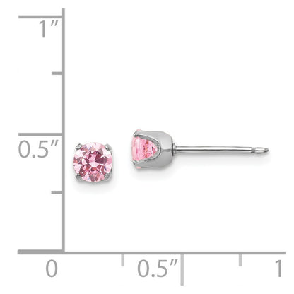 14K White Gold Inverness 5mm Pink Cz Earrings