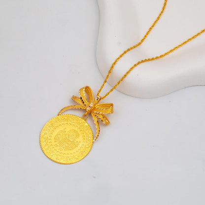22K Yellow Gold Full Bow Necklace