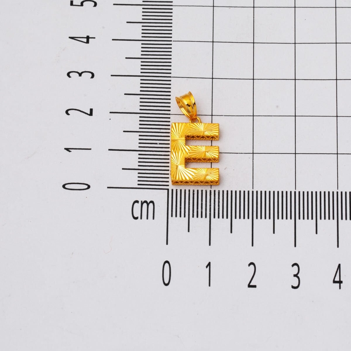 22K Yellow Gold E Initial 3 Dimensional Pendant