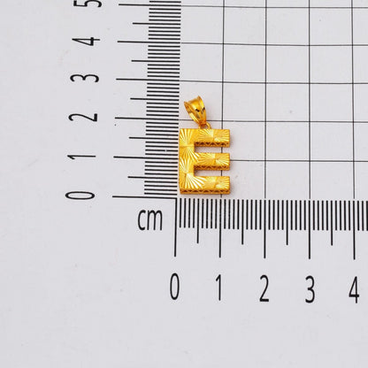 22K Yellow Gold E Initial 3 Dimensional Pendant