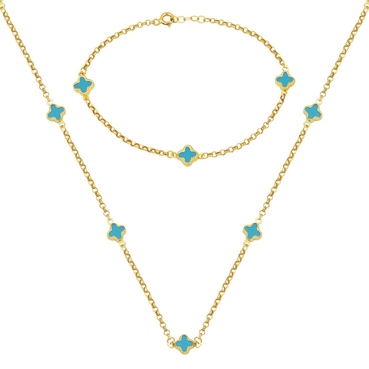 14K Yellow Gold Designer Inspired Double Cubic Zirconia Set