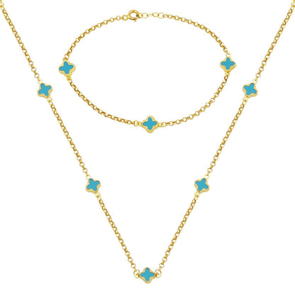 14K Yellow Gold Designer Inspired Double Cubic Zirconia Set