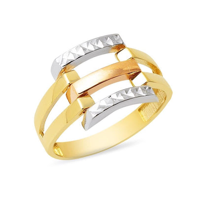 14K Yellow Gold 3-Piece Ribbed Ring
