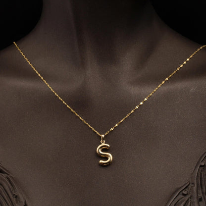 14K Yellow Gold S Balloon Initial Necklace