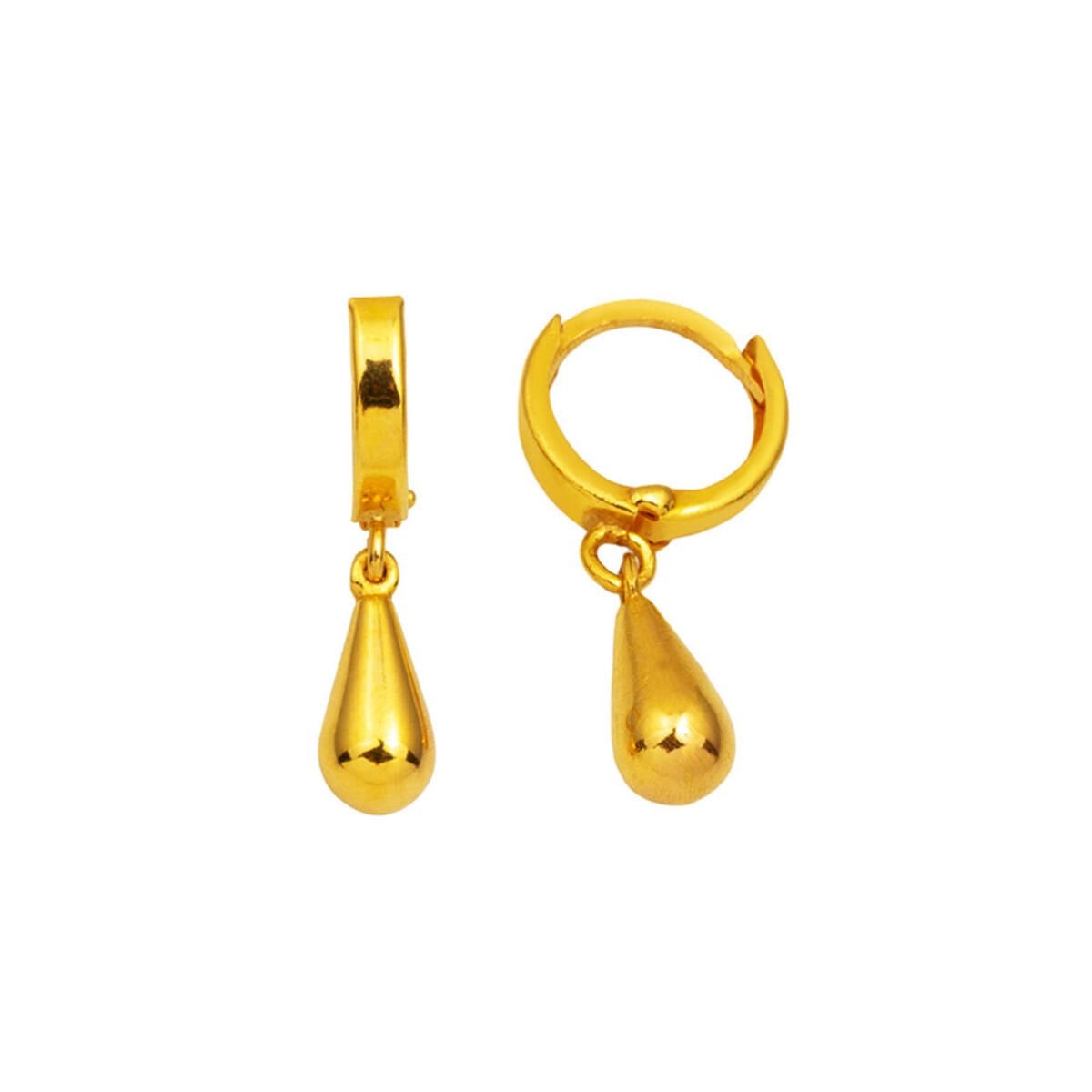22K Yellow Gold Teardrop Dangle Earrings