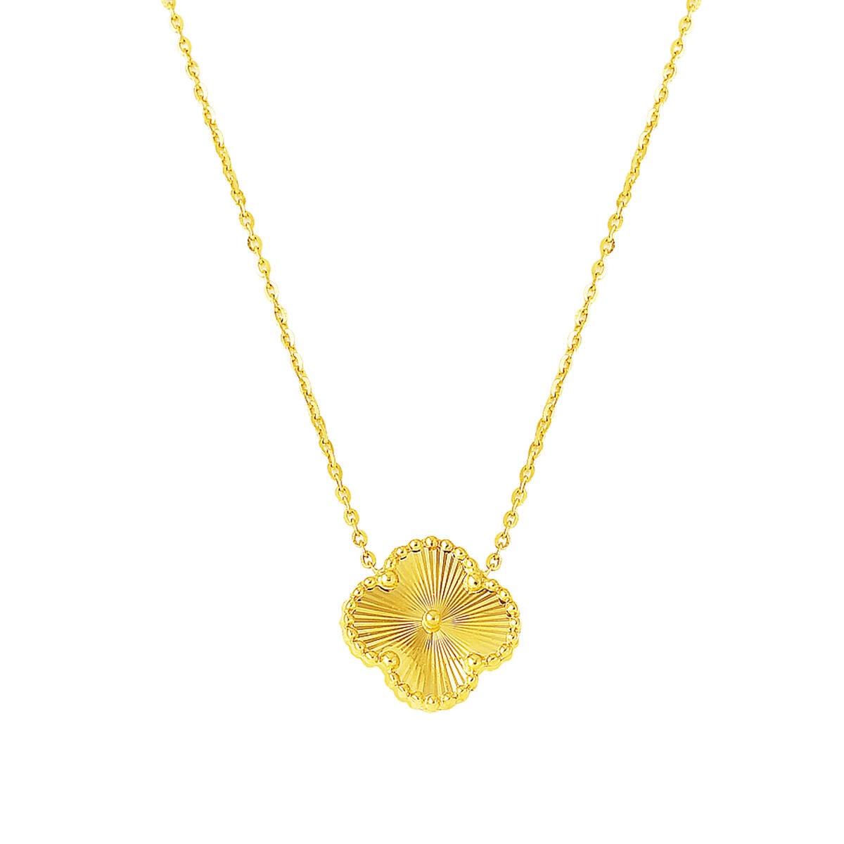14K Yellow Gold Clover Large Necklace