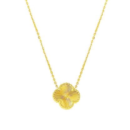 14K Yellow Gold Clover Large Necklace