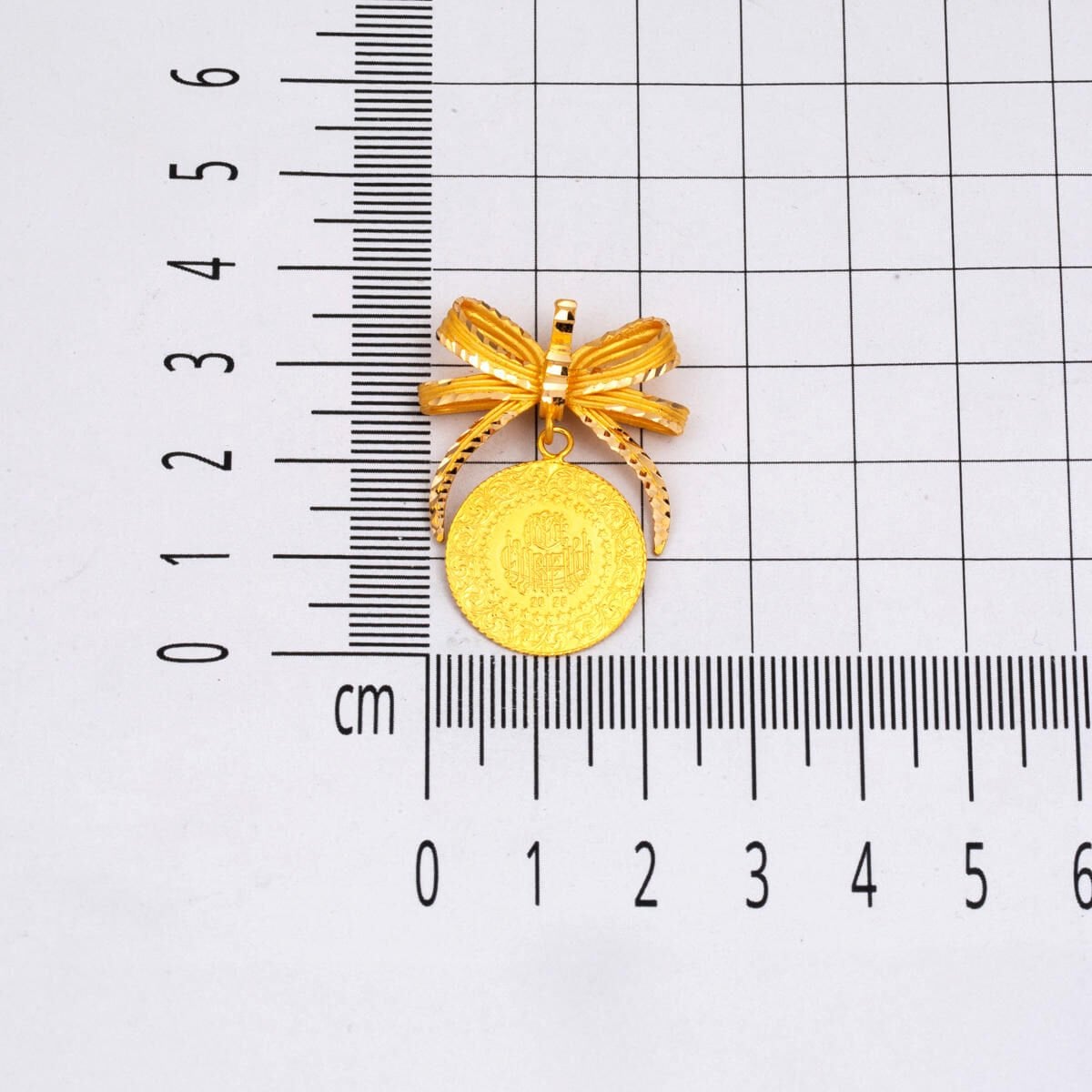 22K Yellow Gold Quarter Coin Bow Necklace