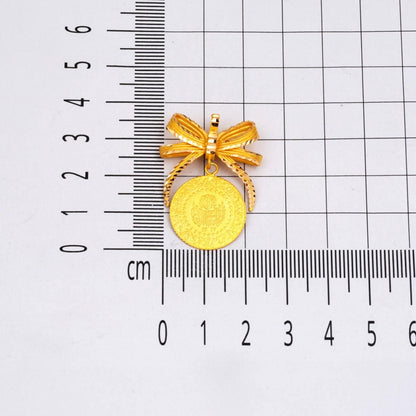22K Yellow Gold Quarter Coin Bow Necklace