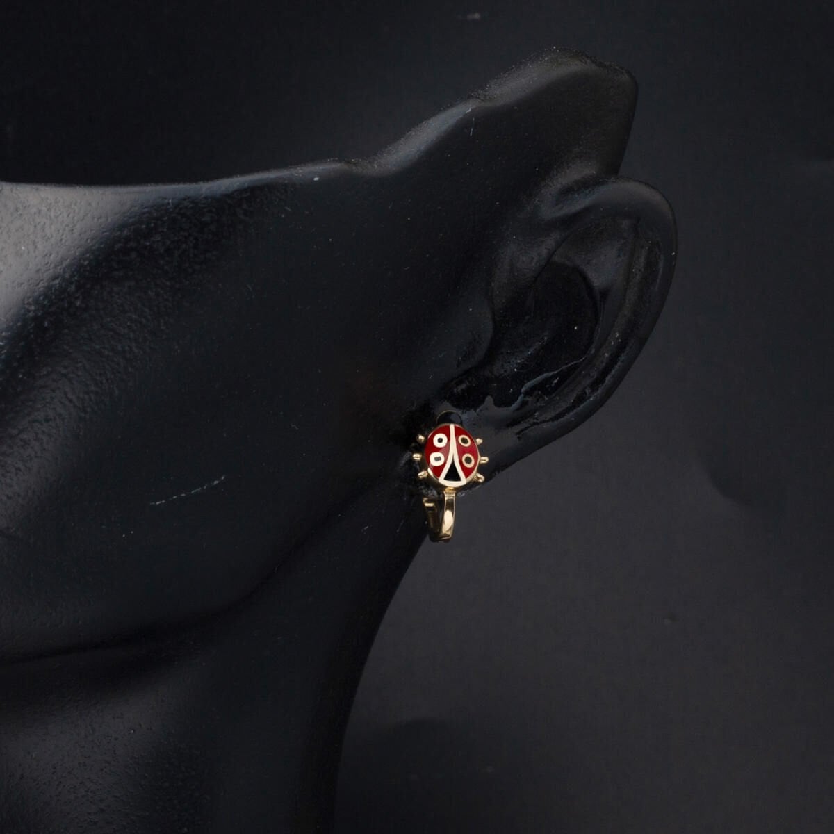 14K Yellow Gold Ladybug Enamel Children's Earrings