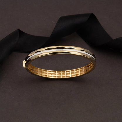 14K Yellow Gold Pirate Enamel Hinged Cuff Bracelet