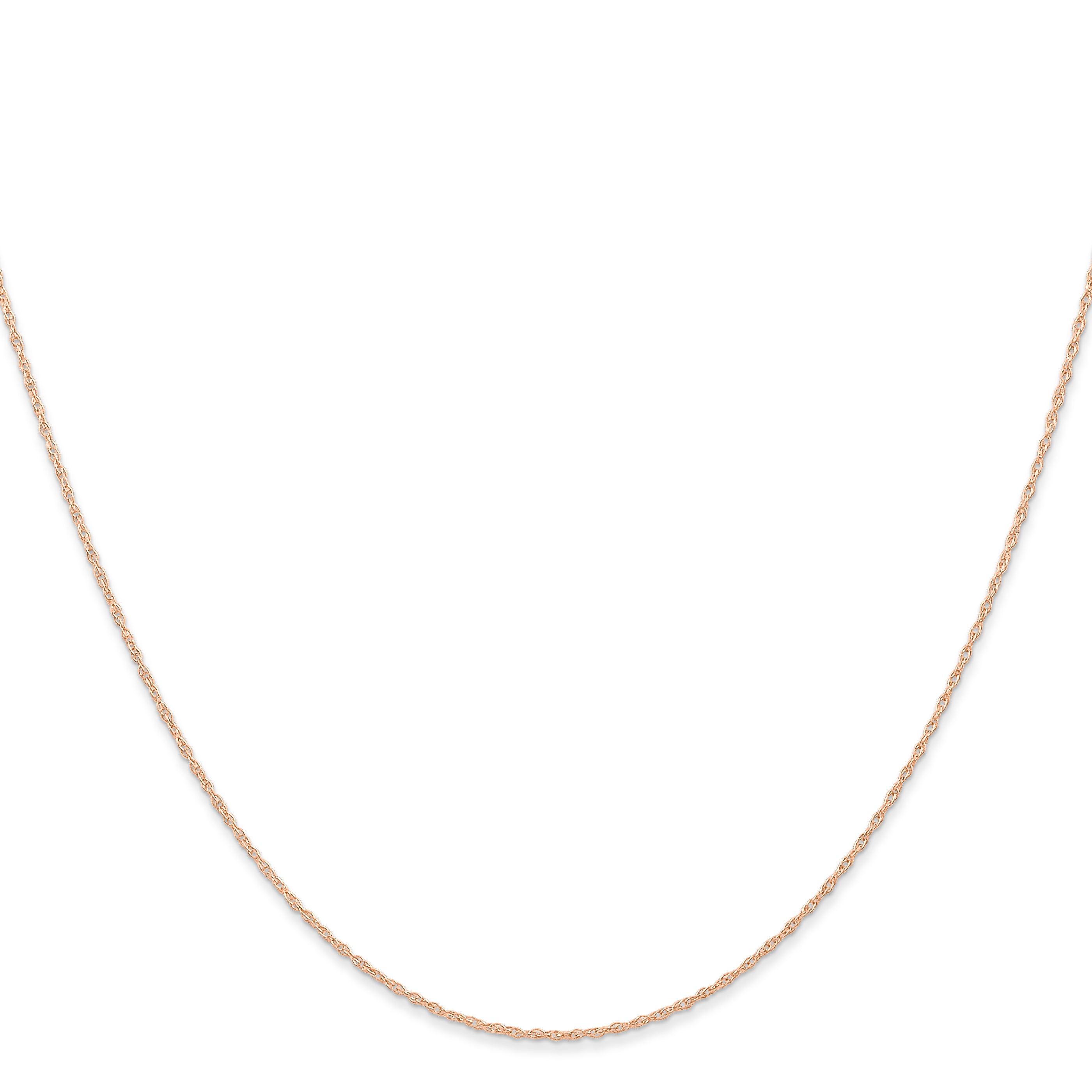 14K Rose Gold 18 Inch Carded .6mm Cable Rope With Spring Ring Clasp Chain Necklace