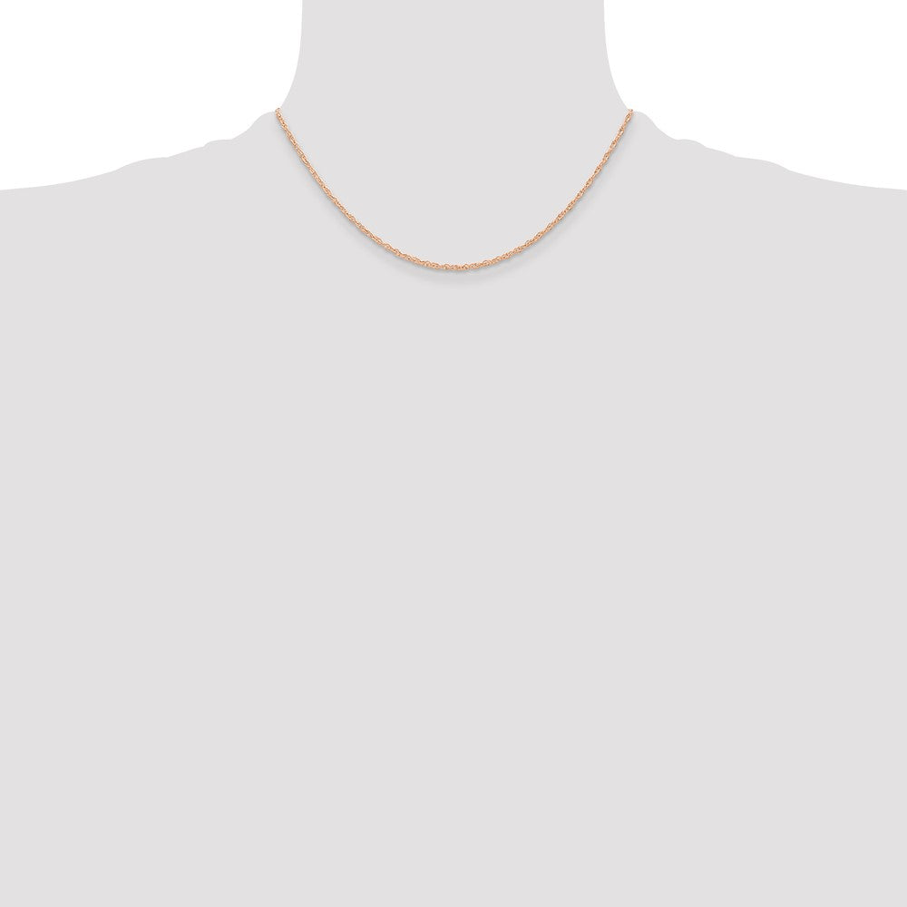 14K Rose Gold 16 Inch Carded .6mm Cable Rope With Spring Ring Clasp Chain Necklace