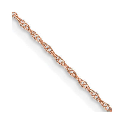 14K Rose Gold 18 Inch Carded .6mm Cable Rope With Spring Ring Clasp Chain Necklace