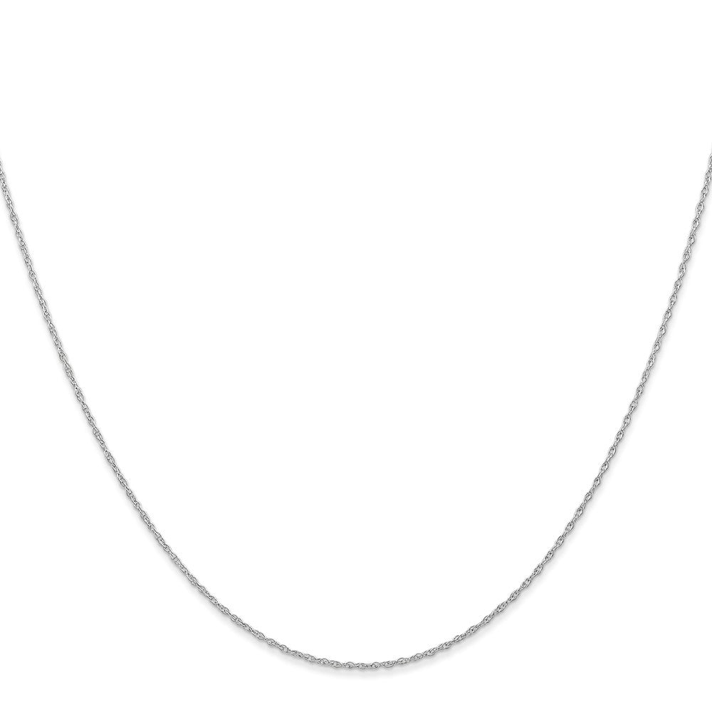 14K White Gold Carded .6mm Cable Rope with Spring Ring Clasp Chain Necklace