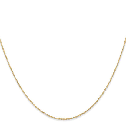 14K Yellow Gold Carded .6mm Cable Rope with Spring Ring Clasp Chain Necklace