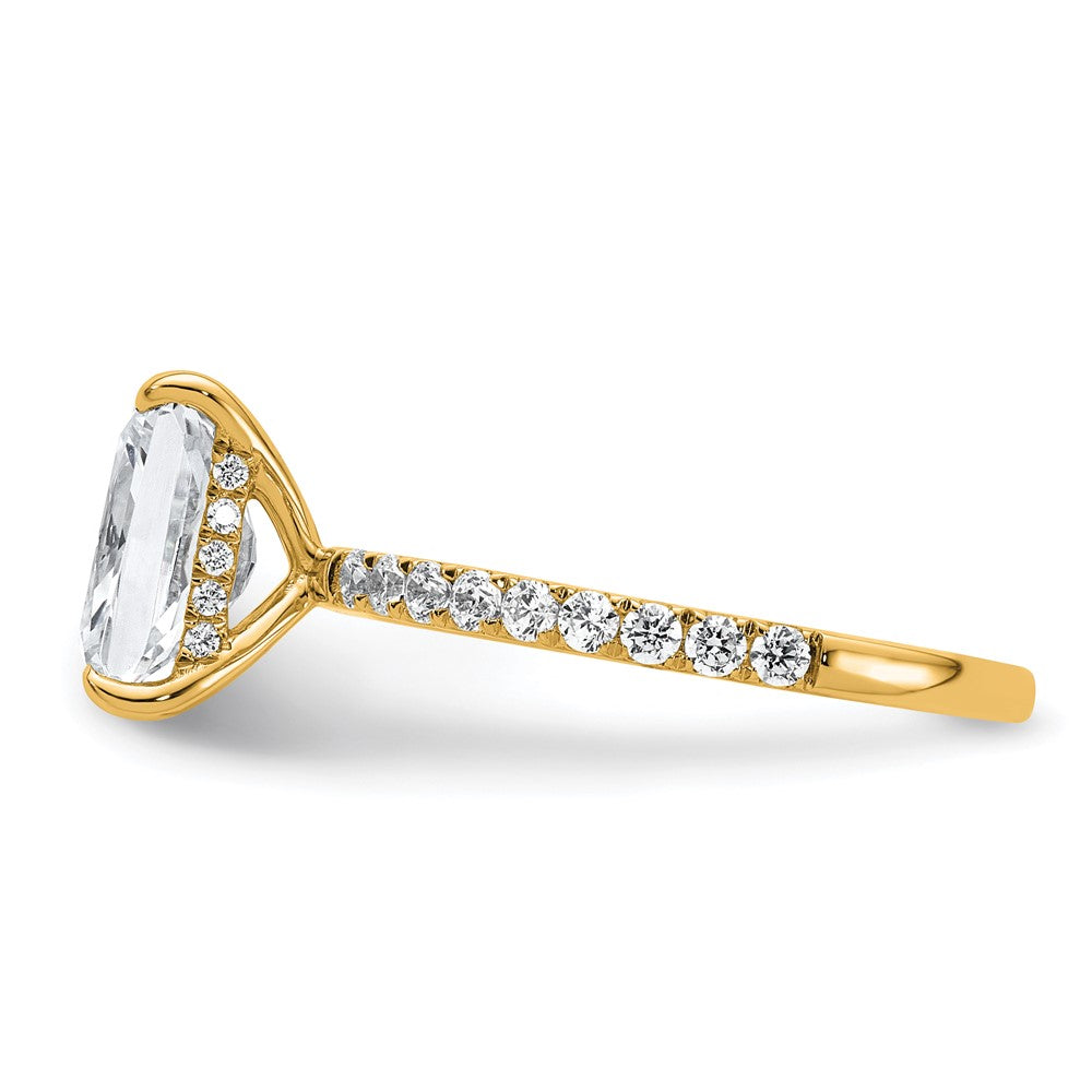 14K Yellow Gold 2 3/8 carat Certified Lab Grown Diamond VS/SI+ G+ Radiant Complete Solitaire with Flair Engagement Ring