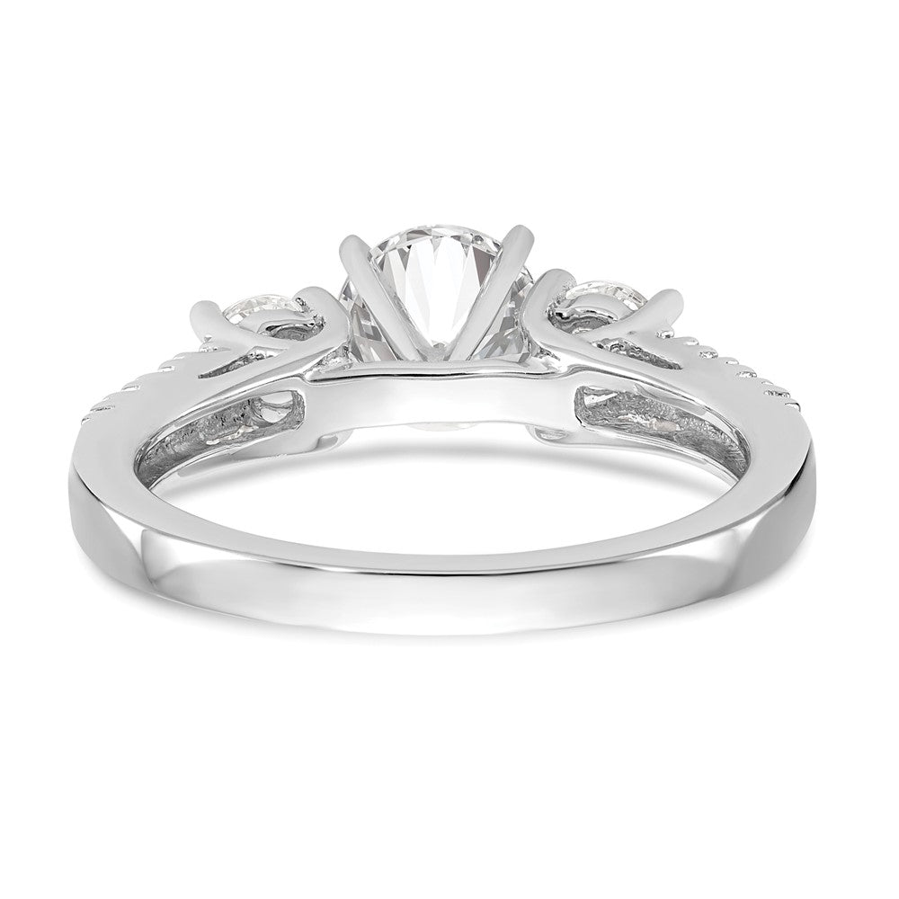 14K White Gold Round Simulated Diamond Halo Engagement Ring