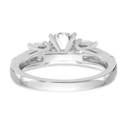 14K White Gold Round Simulated Diamond Halo Engagement Ring