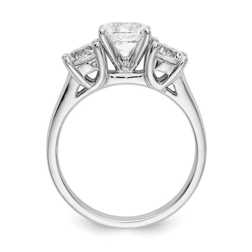 14K White Gold 3-Stone Peg Set Center Semi-mount Diamond Engagement Ring
