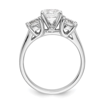 14K White Gold 3-Stone Peg Set Center Semi-mount Diamond Engagement Ring