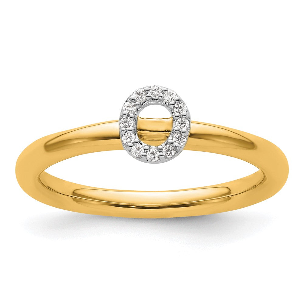 14K Yellow Gold Stackable Diamond Initial O Size 7 Ring
