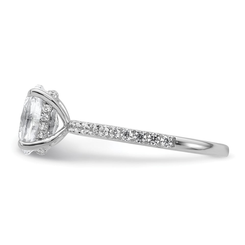 14K White Gold 1 7/8 carat Certified Lab Grown Diamond VS+ F+ Oval Complete Solitaire with Flair Engagement Ring