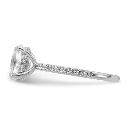 14K White Gold 1 7/8 carat Certified Lab Grown Diamond VS+ F+ Oval Complete Solitaire with Flair Engagement Ring