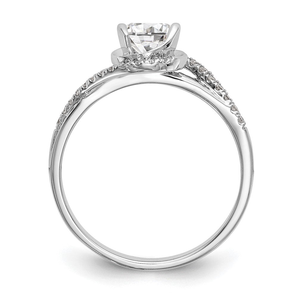 14K White Gold By-Pass (Holds 1/3 carat (4.5mm) Round Center) 1/6 carat Diamond Semi-mount Engagement Ring