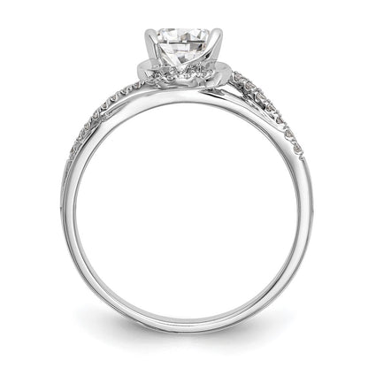 14K White Gold By-Pass (Holds 1/3 carat (4.5mm) Round Center) 1/6 carat Diamond Semi-mount Engagement Ring