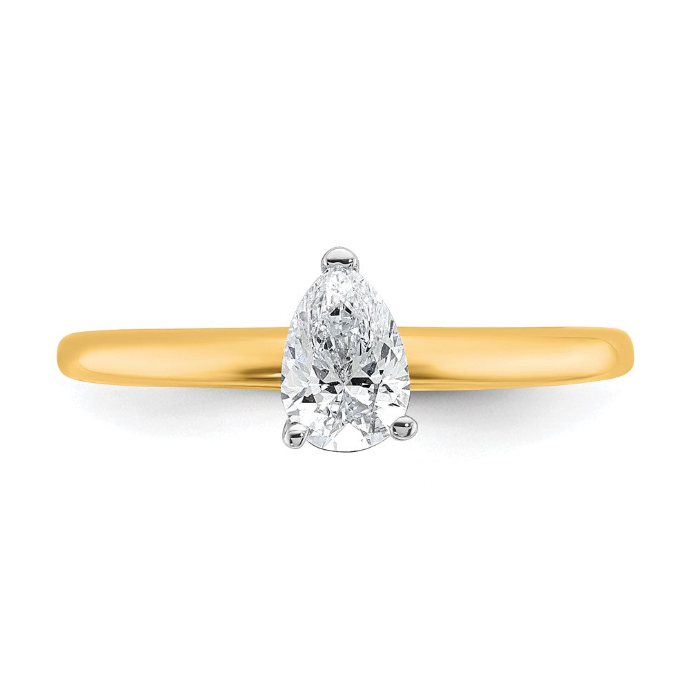 14K Two-Tone Gold Two-tone 1/2 carat Lab Grown Diamond VS+ F+ Pear Solitaire Complete Engagement Ring
