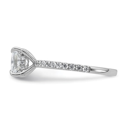 14K White Gold 2 carat Certified Lab Grown Diamond VS+ F+ Princess Complete Solitaire with Flair Engagement Ring