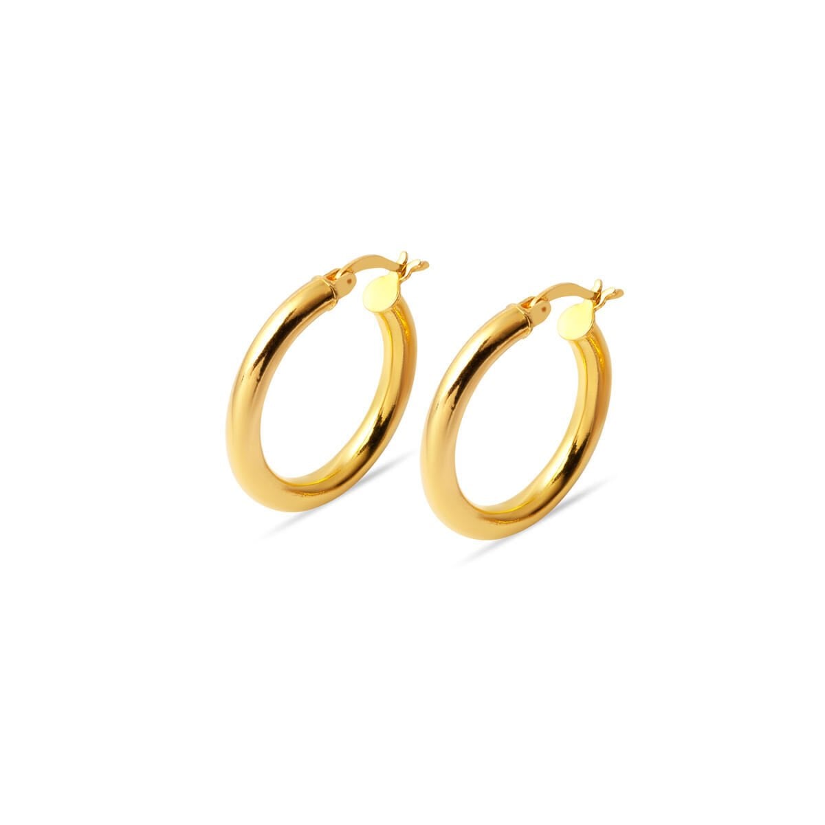 22K Green Gold Classic 2 cm Diameter Hoop Earrings