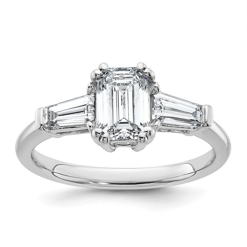14K White Gold 1/2ct Lab Grown Dia VS+ F+ Emerald Center Semi-Mount Eng Ring