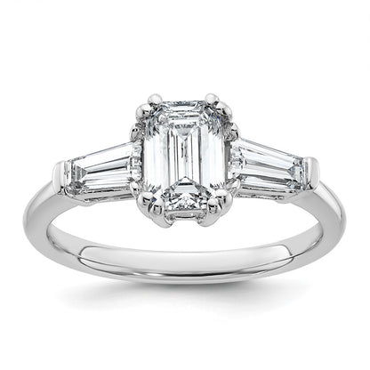 14K White Gold 1/2ct Lab Grown Dia VS+ F+ Emerald Center Semi-Mount Eng Ring