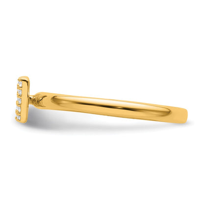 14K Yellow Gold Stackable Diamond Initial W Size 7 Ring