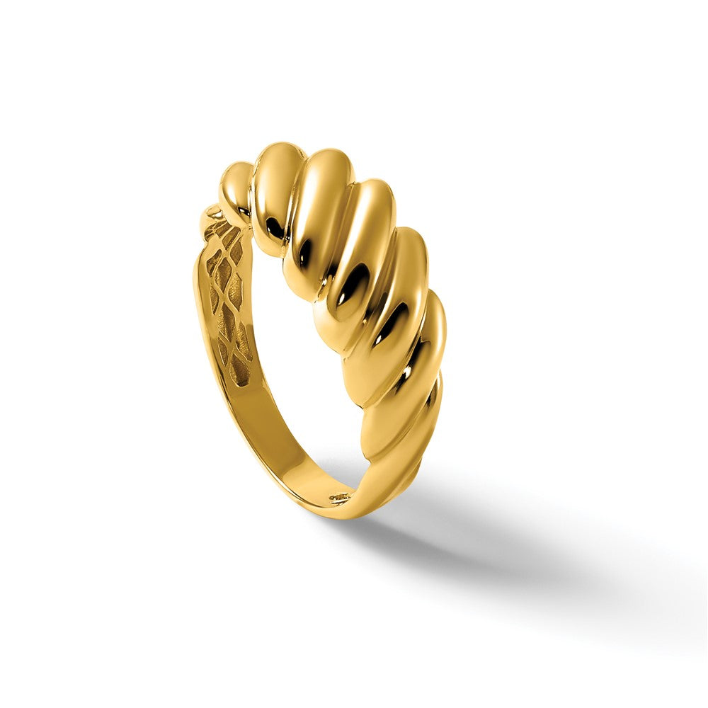 14K Yellow Gold Polished Twisted Graduated Domed Size 7 Ring