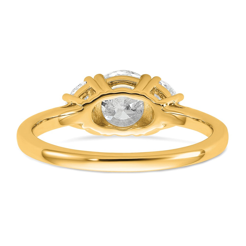 14K Yellow Gold 1 3/8 carat Certified Lab Grown Diamond VS+F+ Round Complete Three Stone Engagement Ring