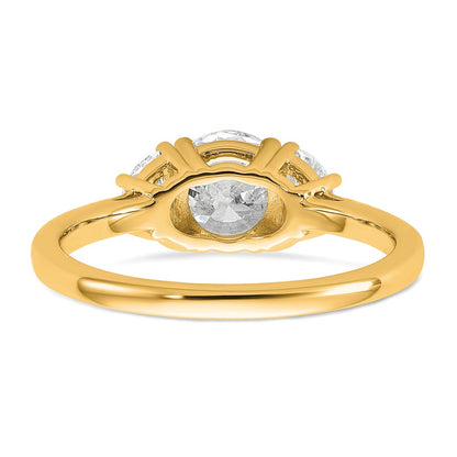 14K Yellow Gold 1 3/8 carat Certified Lab Grown Diamond VS+F+ Round Complete Three Stone Engagement Ring