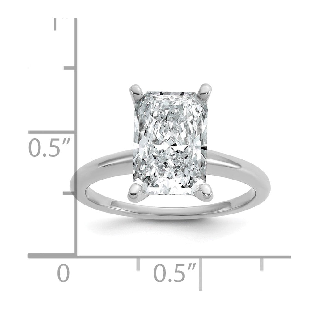 14K White Gold 3 carat Lab Grown Diamond VS+ F+ Radiant Solitaire Complete Engagement Ring