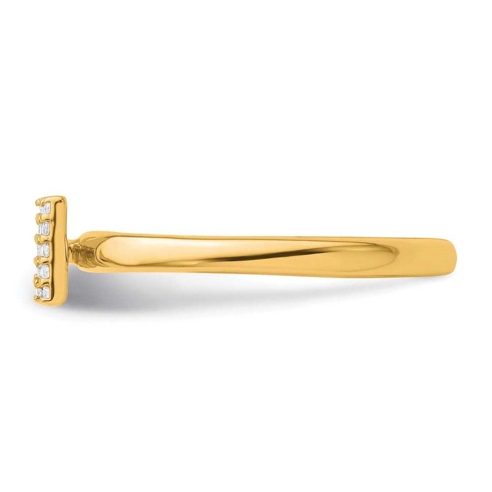 14K Yellow Gold Stackable Diamond Initial M Size 7 Ring