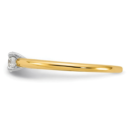 14K Two-Tone Gold 1/4 carat Certified Lab Grown Diamond VS+ F+ Round Complete Solitaire Engagement Ring