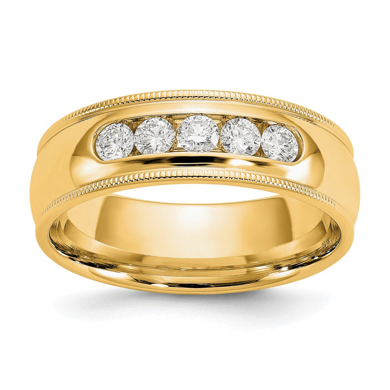 True Origin 14K Yellow Gold Men's 1/2 carat Lab Grown Diamond VS+ F+ Size 13 Complete Miligrain Wedding Band Ring