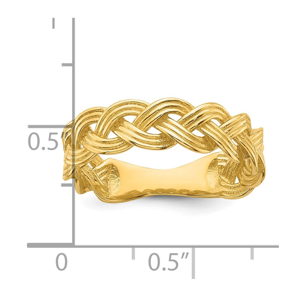 14K Yellow Gold Polished Fancy Braided Size 7 Ring