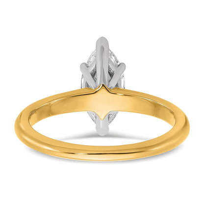 14K Two-Tone Gold Two-tone 1 carat Certified Lab Grown Diamond VS+ F+ Marquise Solitaire Complete Engagement Ring