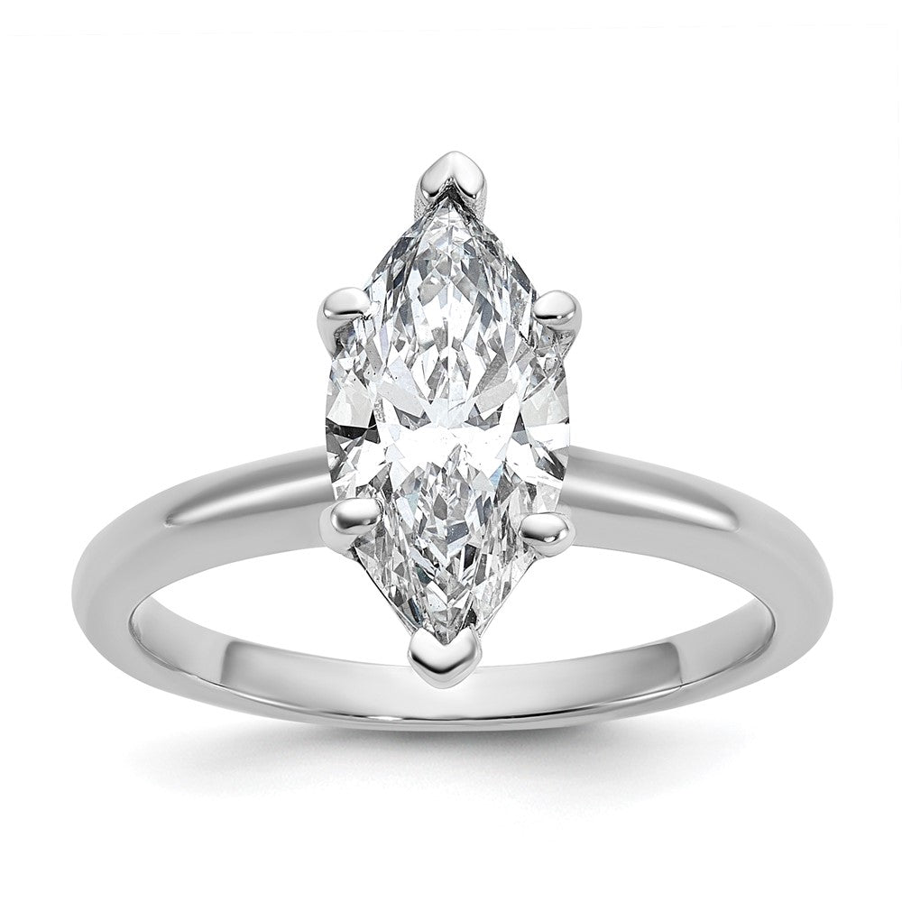14K White Gold 2 carat Certified Lab Grown Diamond VS+ F+ Marquise Solitaire Complete Engagement Ring
