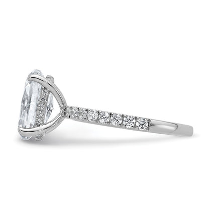 14K White Gold 3 1/2 carat Certified Lab Grown Diamond VS/SI+ G+ Oval Complete Solitaire with Flair Engagement Ring